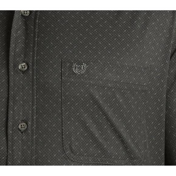 NEW PANHANDLE men's geo print button front shirt in black - Picture 2 of 3